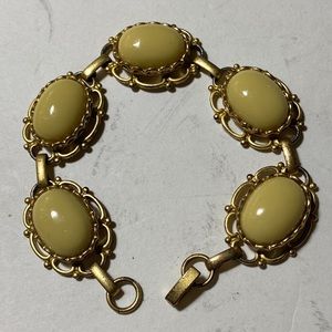 Vtg Egg Yolk Butterscotch Honey Stone Linked Bracelet